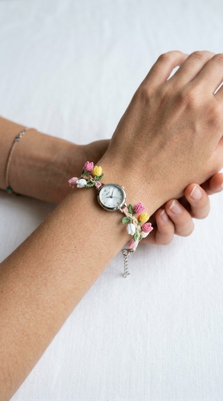 Blossom Time: Easy Crochet Tulip Watch Band Pattern