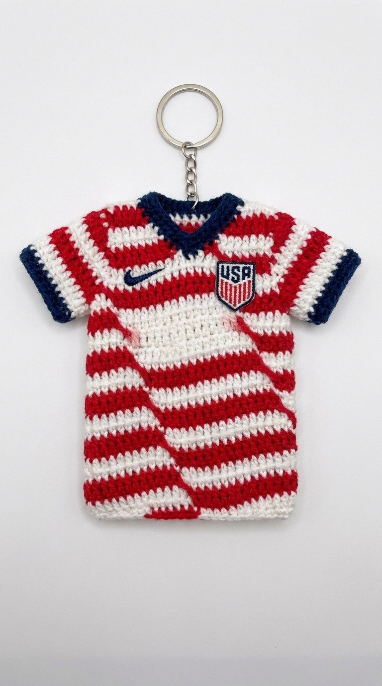 Score Big with This Crochet USA Soccer Jersey Keychain Pattern!