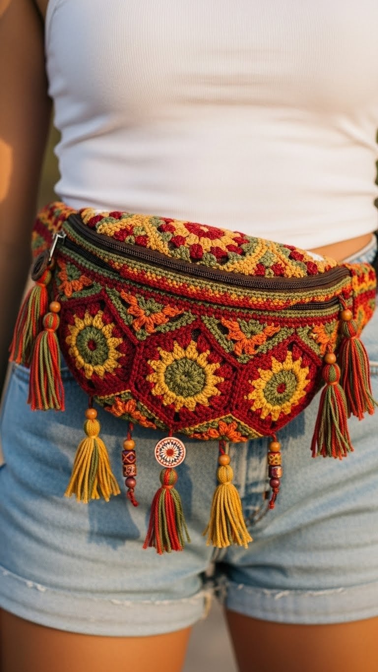 Vibrant Crochet Granny Hexagon Fanny Pack Pattern: Your Boho Festival Essential