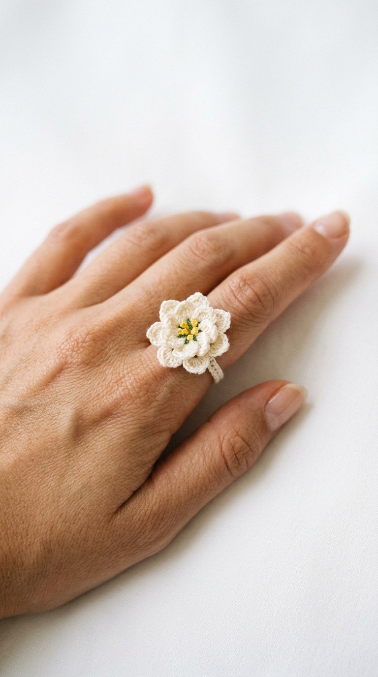 Bloom with Style: Easy Crochet Flower Ring Pattern