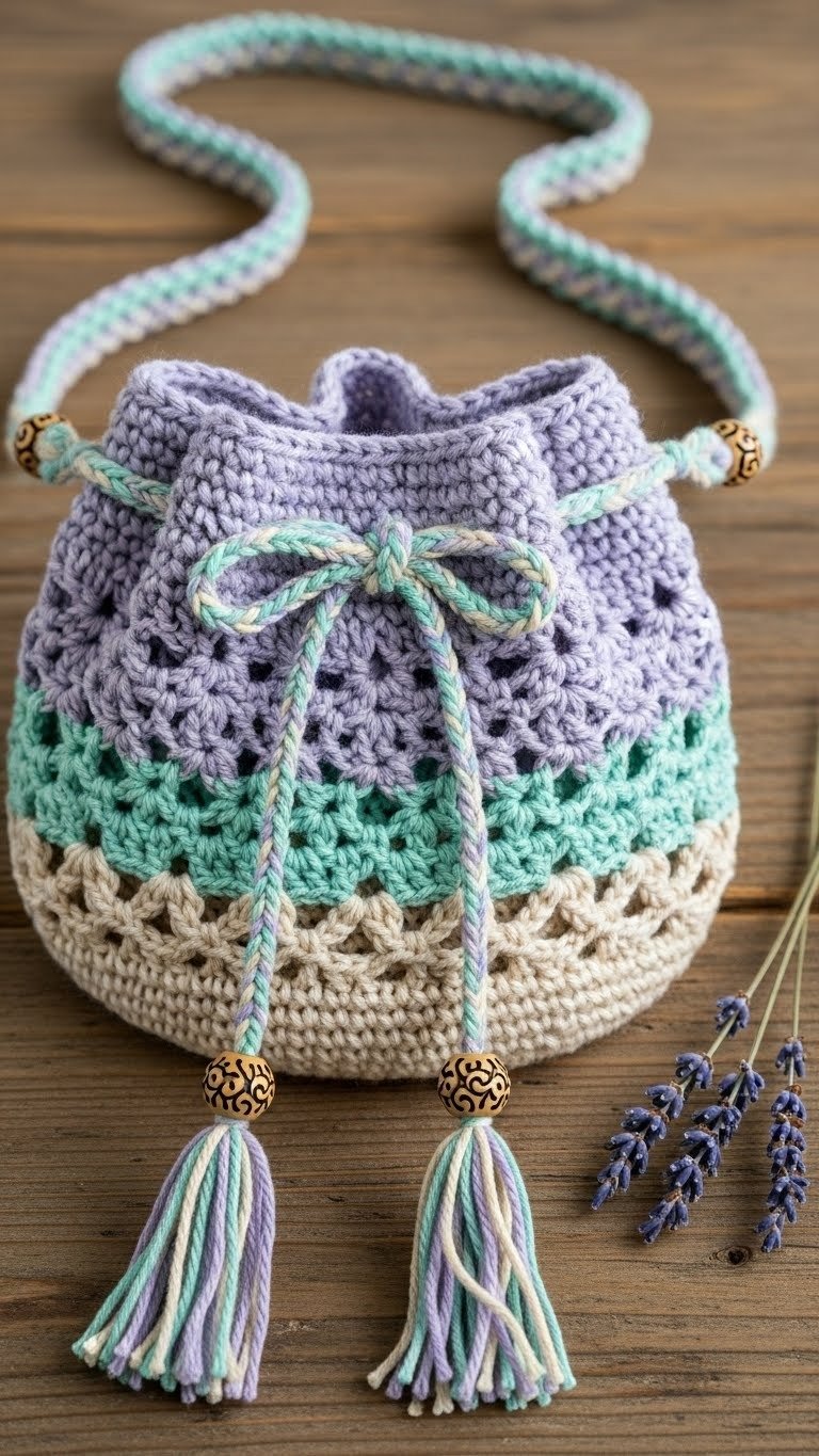 Chic Pastel Crochet Drawstring Bag: Your New Go-To Accessory