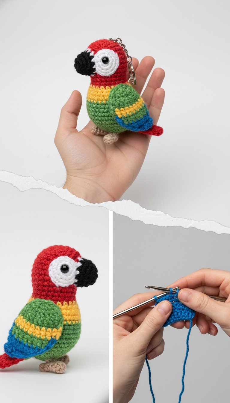 Fly High with This Adorable Amigurumi Macaw Keychain Crochet Pattern!