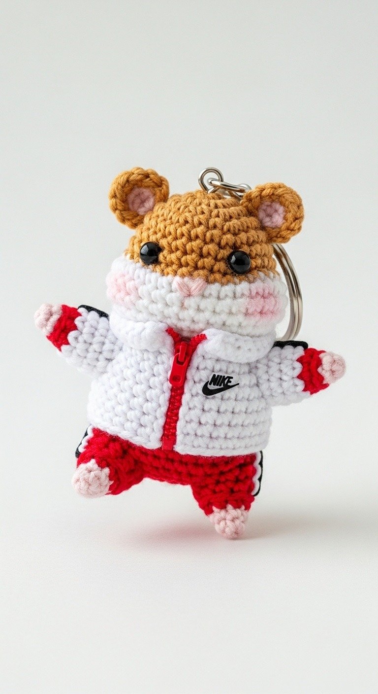 Run, Hamster, Run! Crochet Your Own Sporty Amigurumi Keychain with Tracksuit