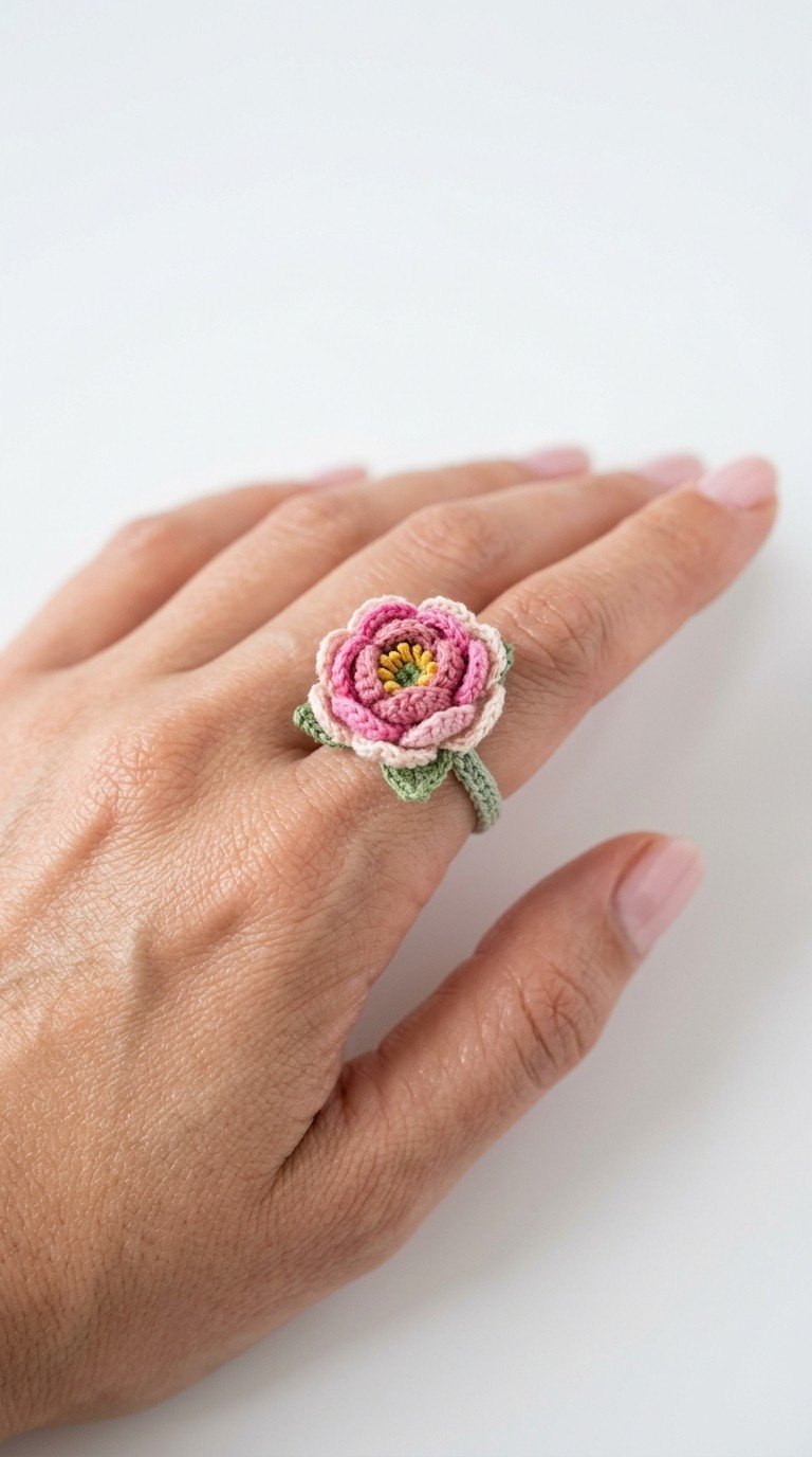 Bloom with Style: Easy Crochet Rose Ring Pattern for Delicate Handmade Jewelry