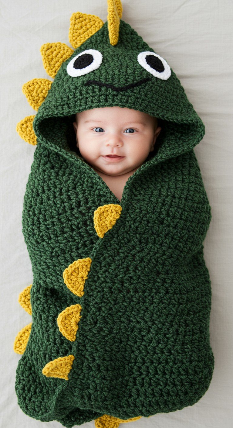 Roar-some Comfort: Crochet Your Own Adorable Dinosaur Baby Swaddle Blanket!