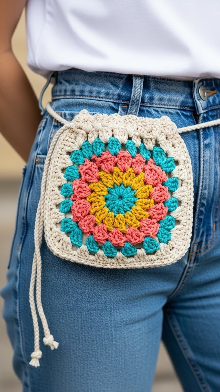 Boho Crochet Granny Square Pouch Pattern: Your Stylish Hip Bag