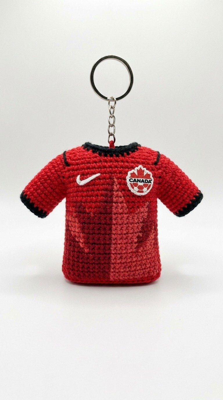 Crochet Canada Soccer Jersey Keychain: Score a Handmade Goal!