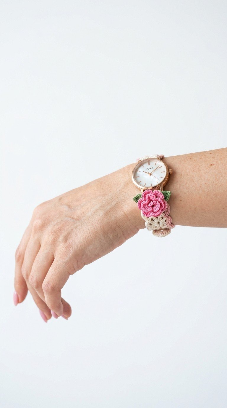 Crochet Rose Watch Band: An Elegant Floral Accessory Pattern