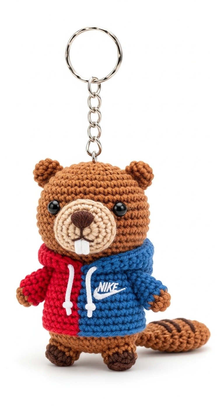 Cute Beaver Keychain Amigurumi: Free Crochet Pattern for a Sporty Companion