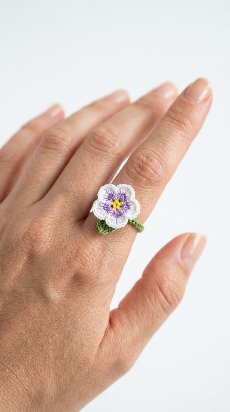 Delicate Micro Crochet Forget-Me-Not Ring Pattern