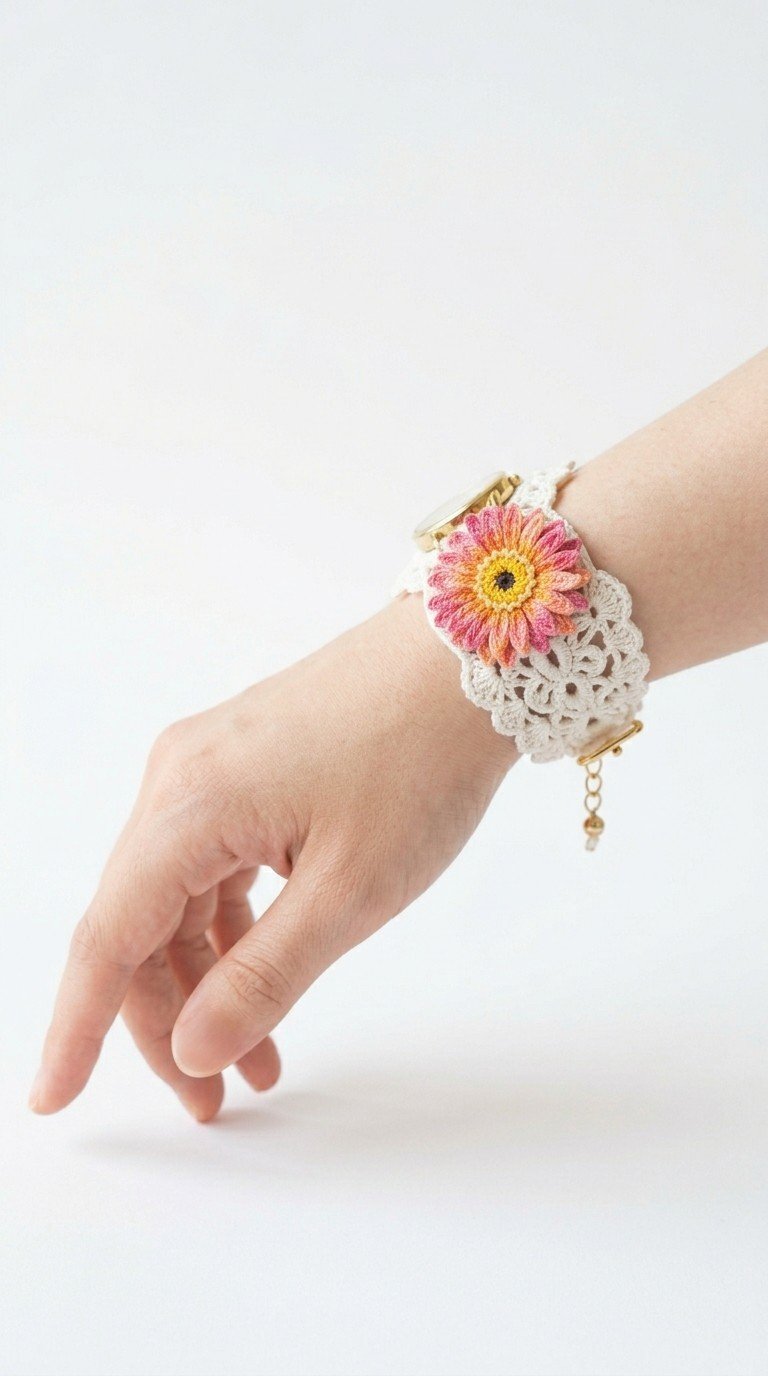 Blossom Time: Crochet Flower Watch Strap Pattern for Elegant Wear