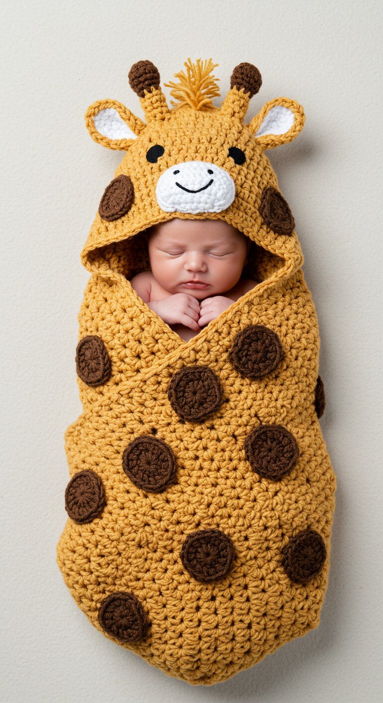 Craft an Adorable Newborn Giraffe Crochet Cocoon Swaddle Pattern