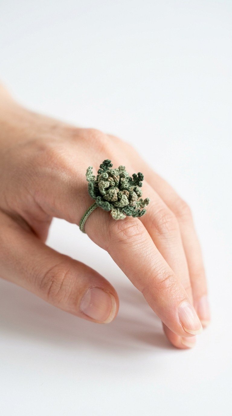 Craft Your Own Miniature Oasis: Easy Crochet Succulent Ring Pattern