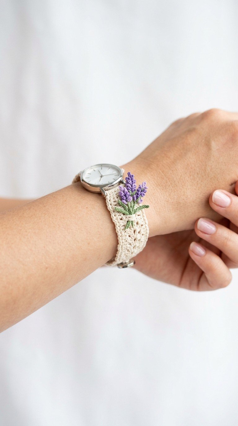 Elegant Lavender Crochet Watch Strap: Free Pattern for a Unique Accessory
