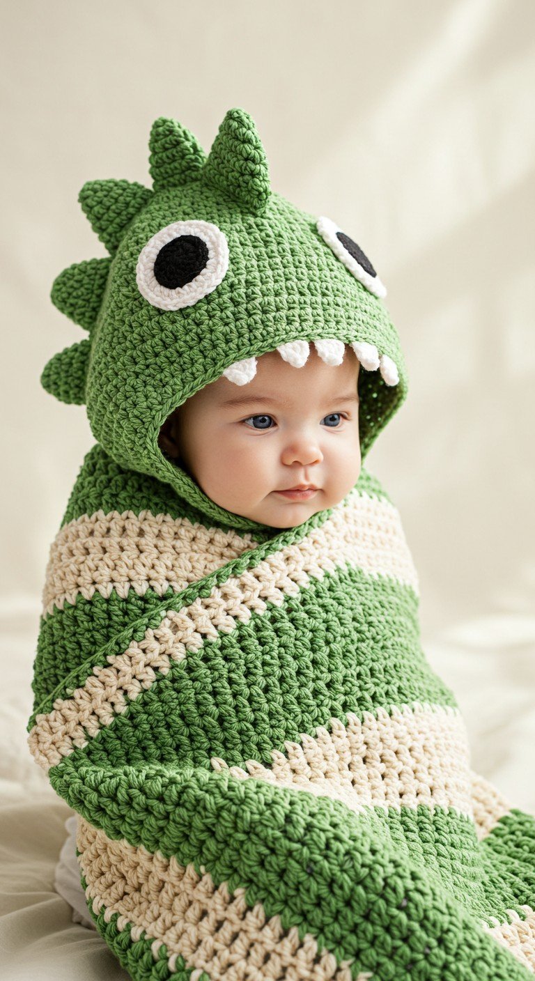 Roaringly Cute Crochet Dinosaur Baby Blanket Pattern!