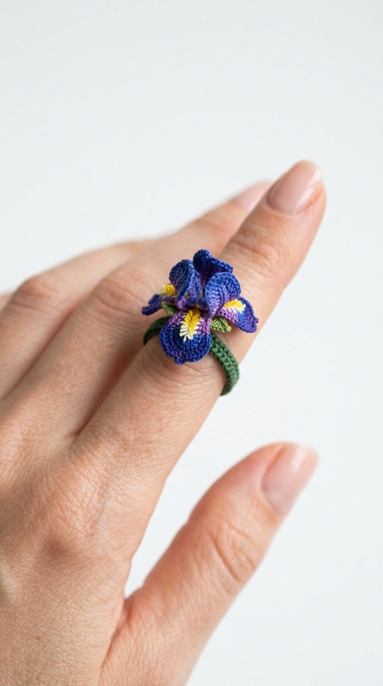 Blossom Your Fingers: Free Crochet Iris Ring Pattern for Elegant Wear