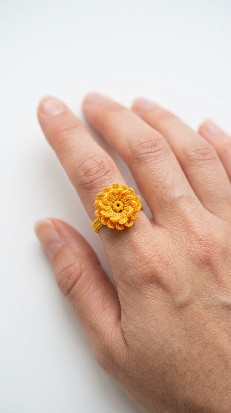 Crochet Sunflower Ring: Easy & Customizable Floral Jewelry Pattern