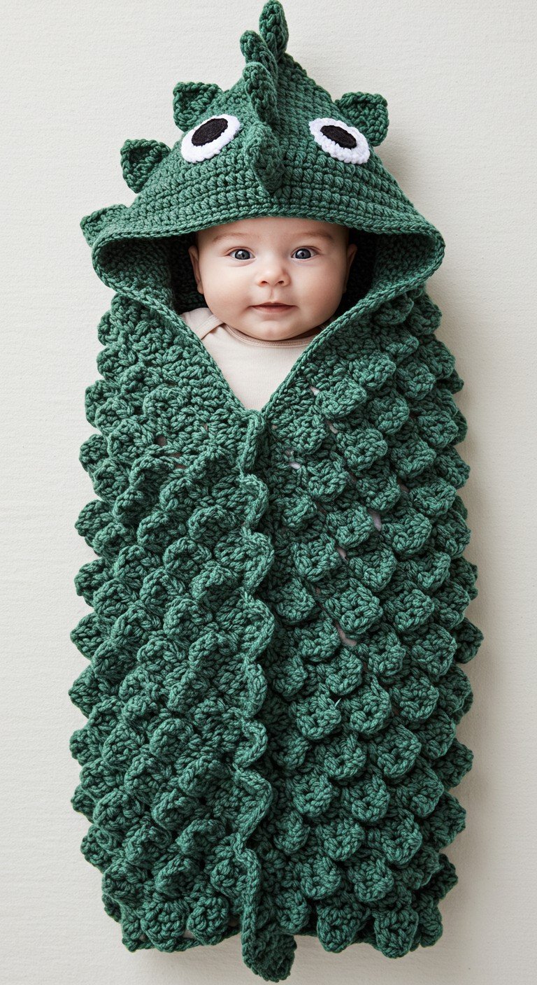 Roarsome Crochet Dragon Baby Cocoon Swaddle Pattern