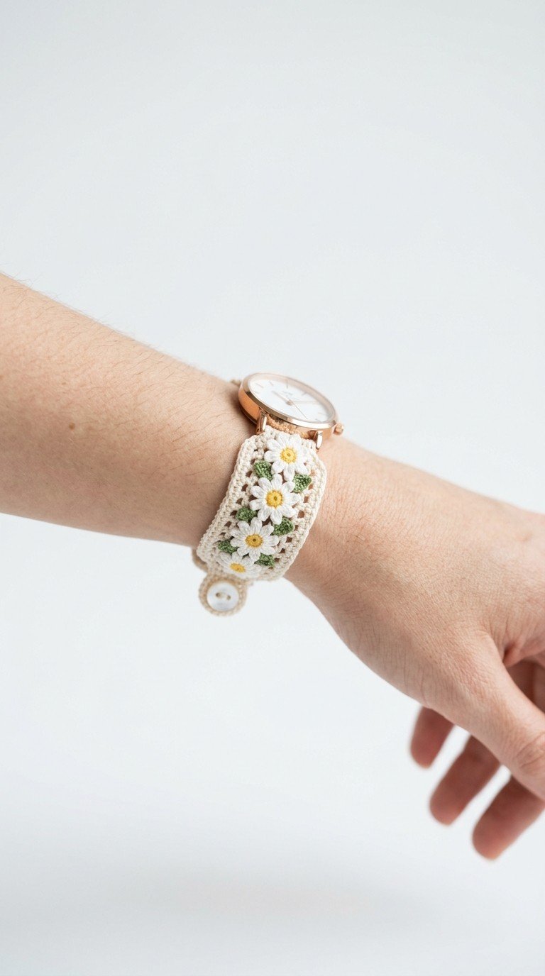 Charming Crochet Daisy Watch Strap: A Free Pattern for Floral Wristwear