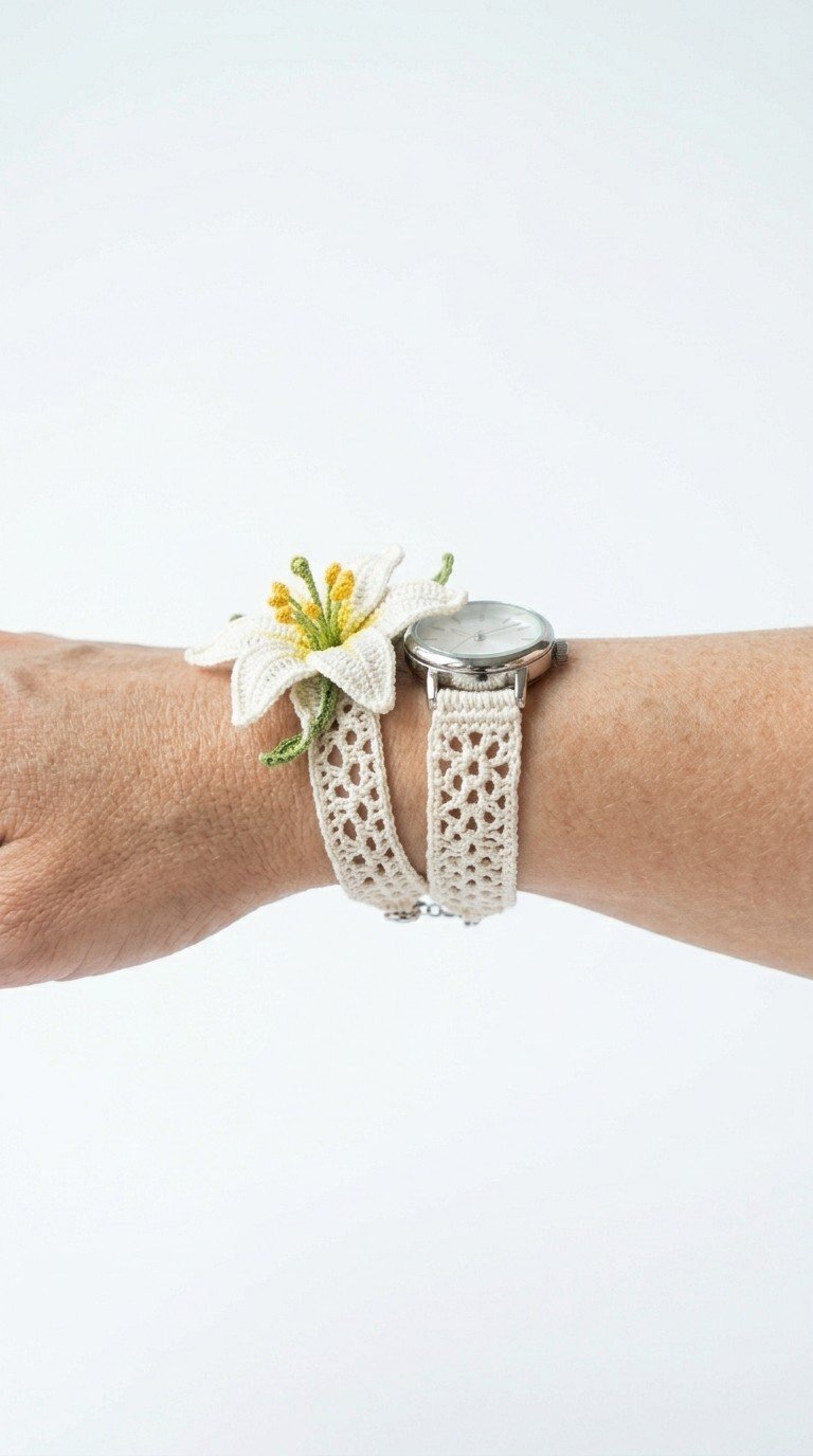 Elegant Crochet Lily Watch Strap: Craft Your Own Floral Timepiece