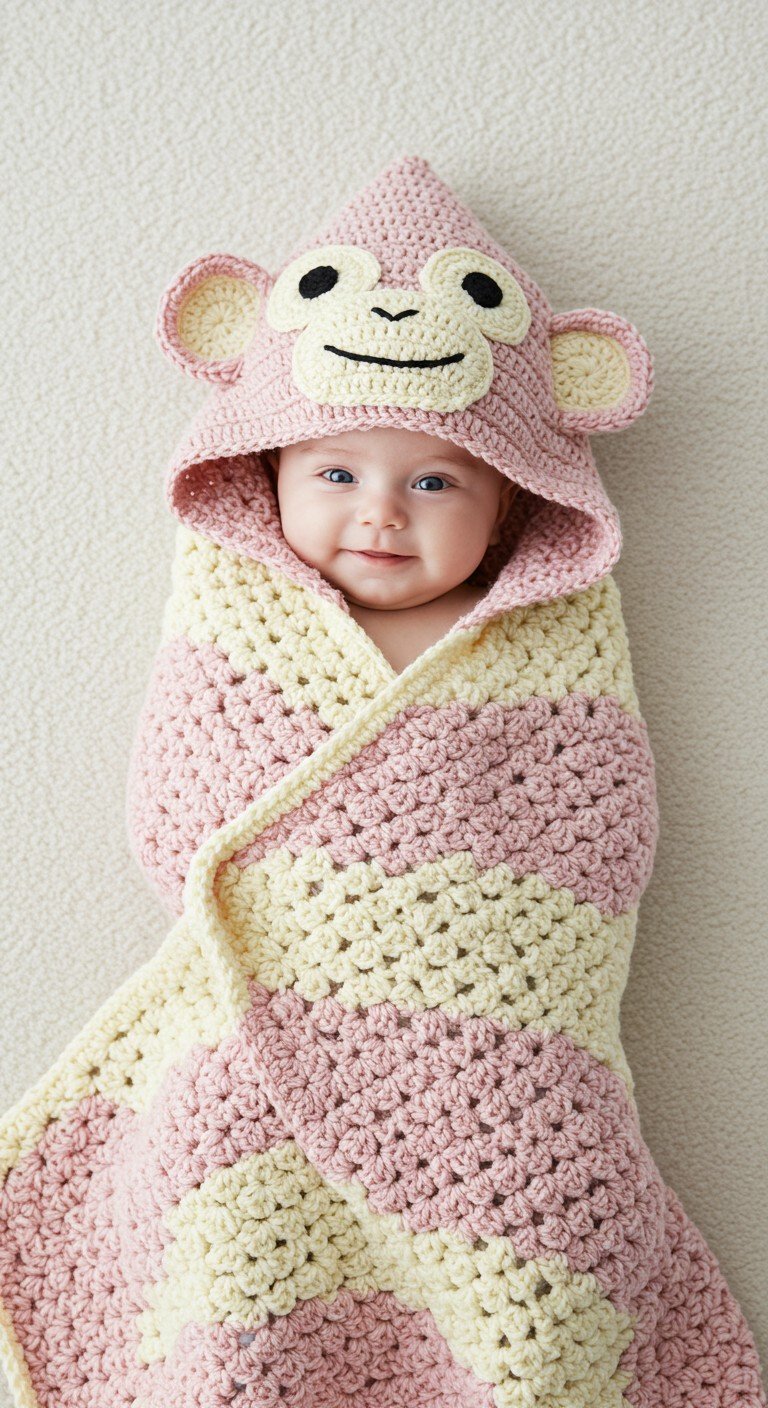 Crochet Snuggle Monkey Hooded Baby Blanket Pattern – An Adorable Handmade Gift