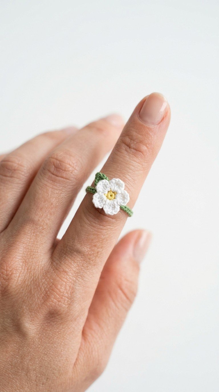 Delicate Crochet Daisy Ring: Wearable Floral Art