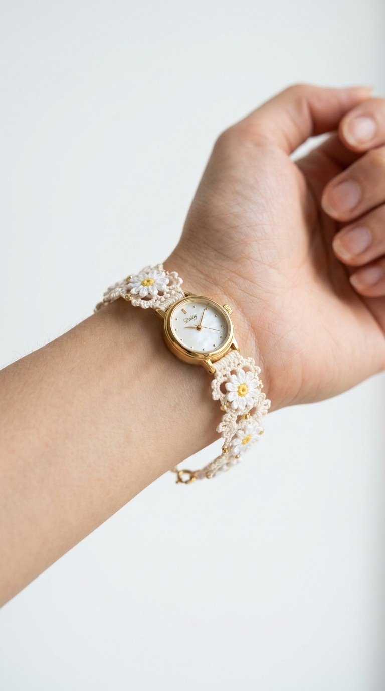 Delicate Crochet Daisy Watch Strap Pattern: A Touch of Floral Elegance