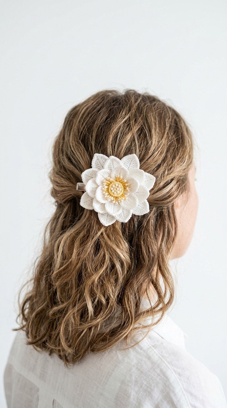 Elegant Crochet Dahlia Hair Clip: Free Layered Petal Pattern