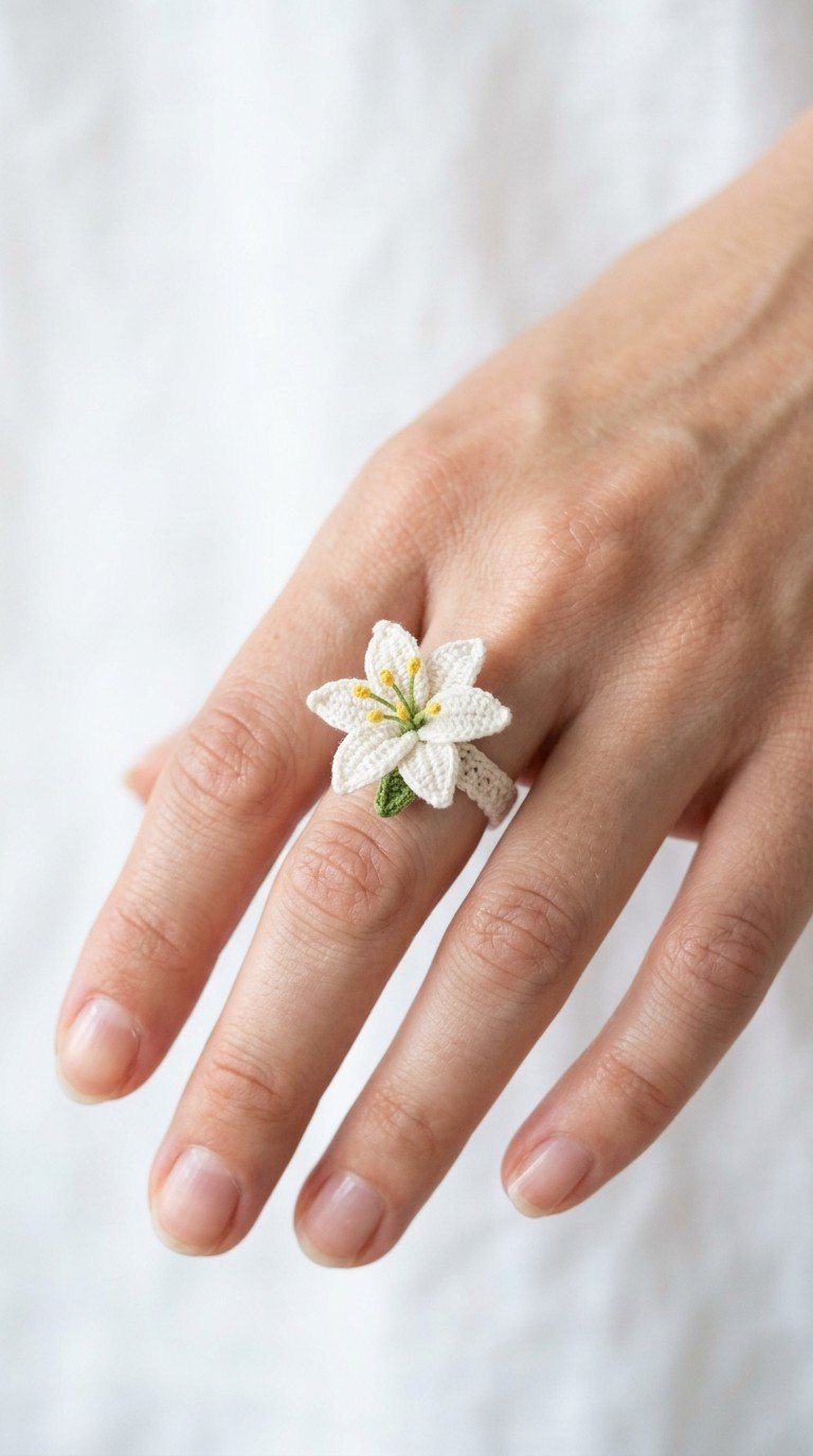 Elegant Crochet Lily Ring Pattern: Wearable Floral Art