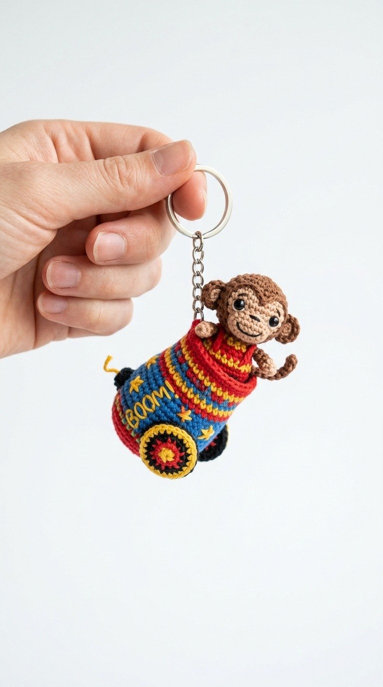Adorable Crochet Cannon Monkey Keychain Pattern
