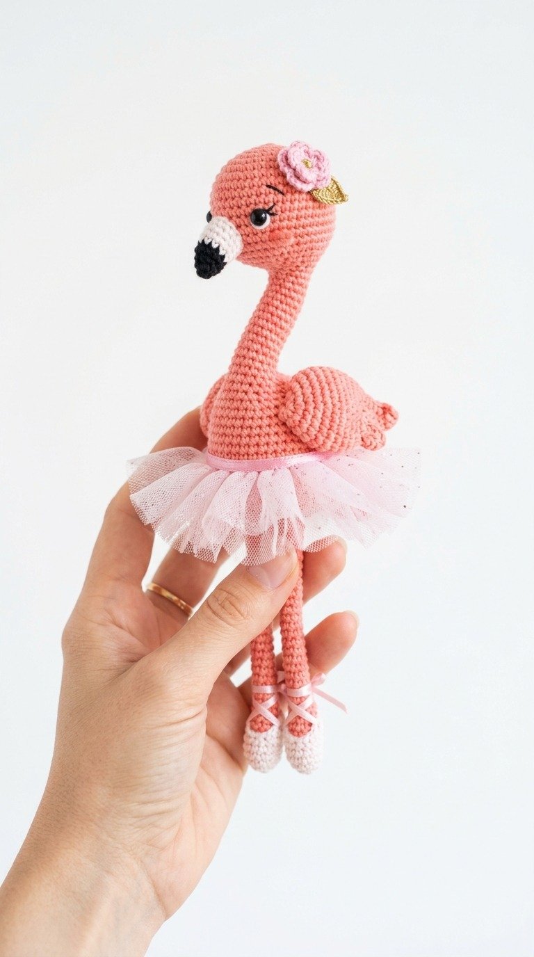 Adorable Crochet Flamingo Ballerina Amigurumi Free Pattern