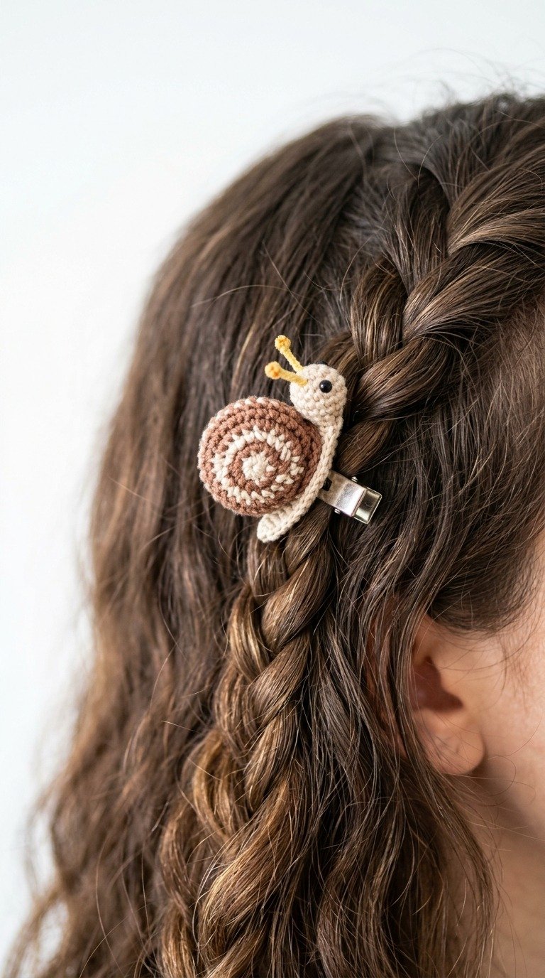 Adorable Crochet Snail Hair Clip Free Pattern