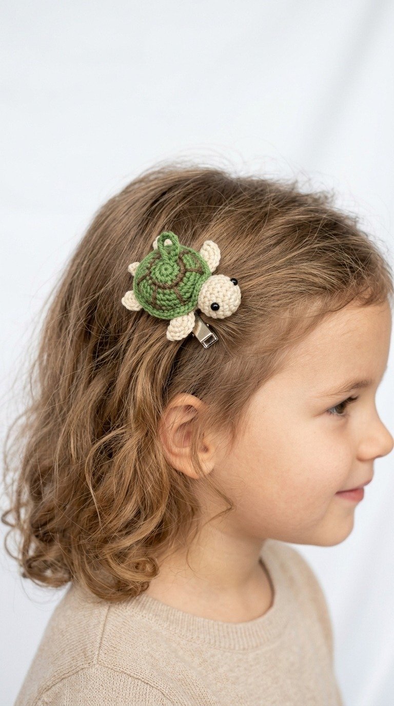 Adorable Crochet Turtle Hair Clip Free Pattern