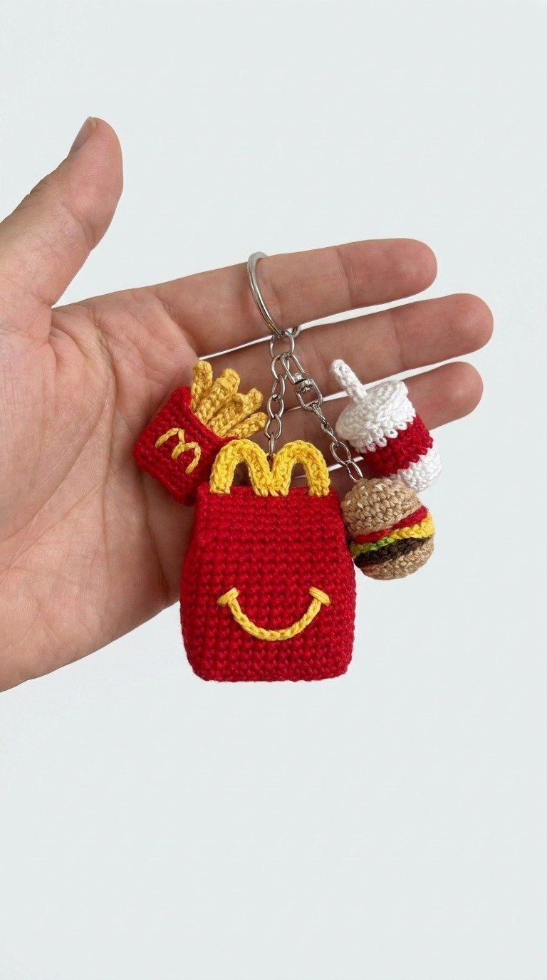 Adorable Crochet Happy Meal Keychain Free Pattern