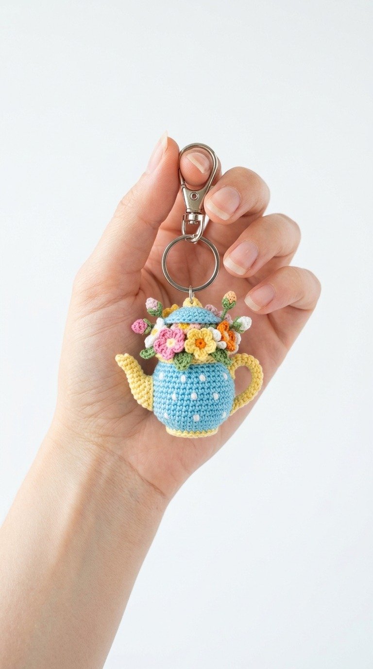 Adorable Crochet Teapot Keychain Free Pattern: A Tiny Floral Masterpiece