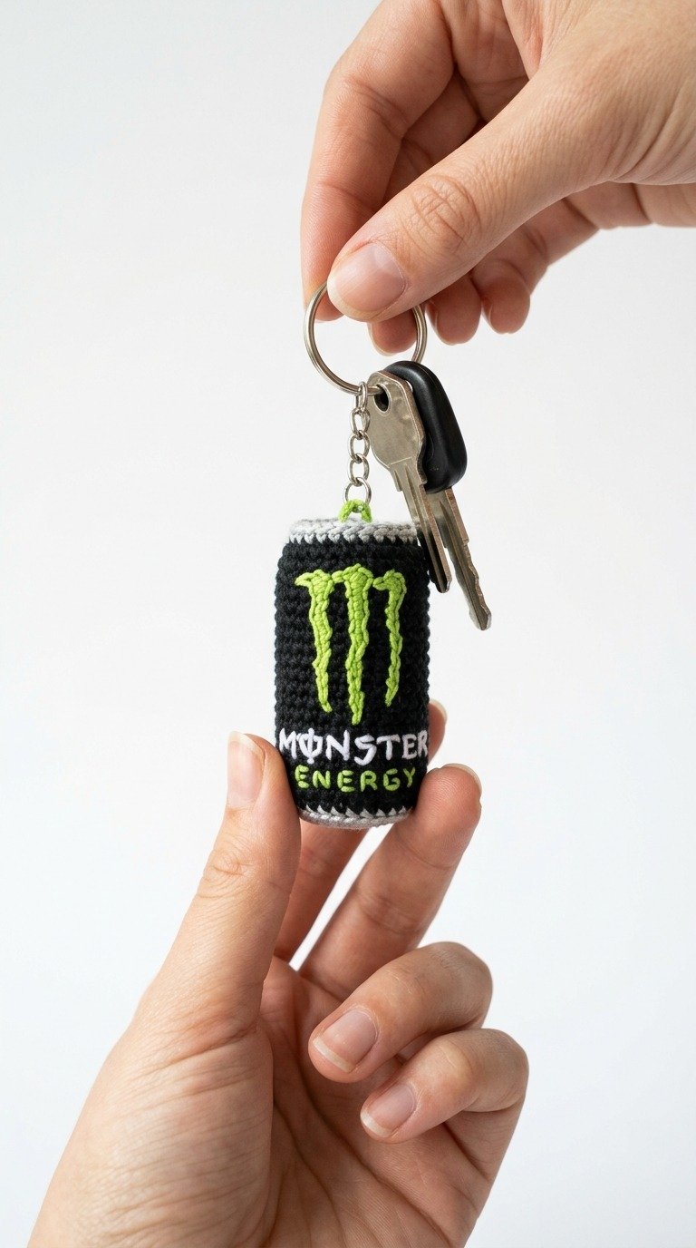Free Monster Energy Can Crochet Pattern - Cute Keychain Amigurumi