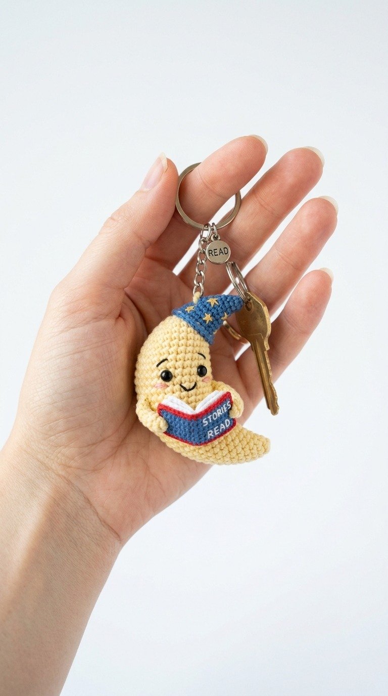 Magical Wizard Moon Amigurumi Pattern: Free Crochet Keychain Guide