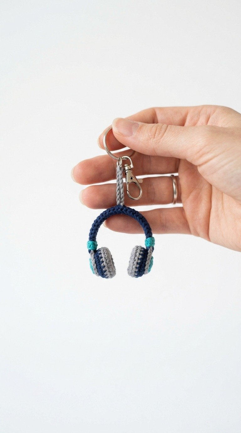 Mini Crochet Headphones Keychain Free Pattern - Music Lover's Gift