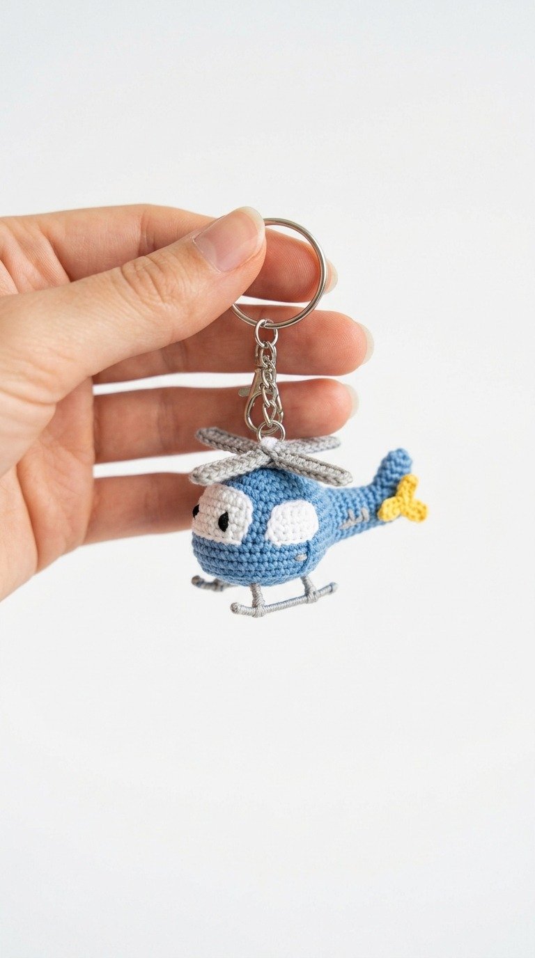 Adorable Crochet Helicopter Keychain: Free Amigurumi Pattern