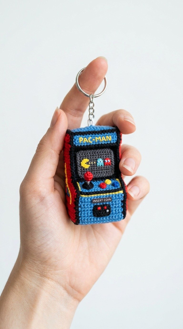 Free Retro Arcade Machine Crochet Pattern: Pac-Man Keychain