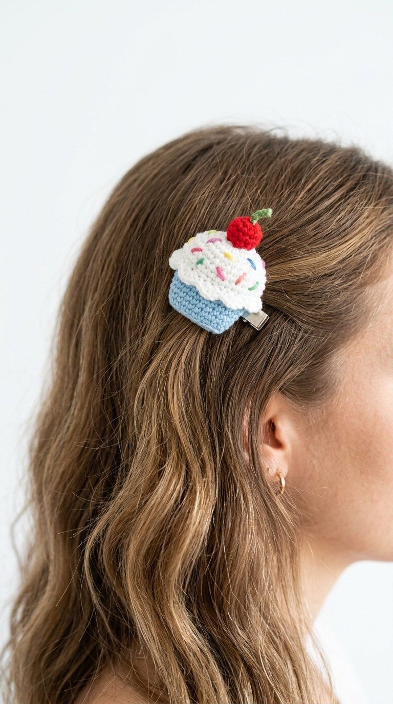 Sweeten Your Style: Free Crochet Cupcake Hair Clip Pattern