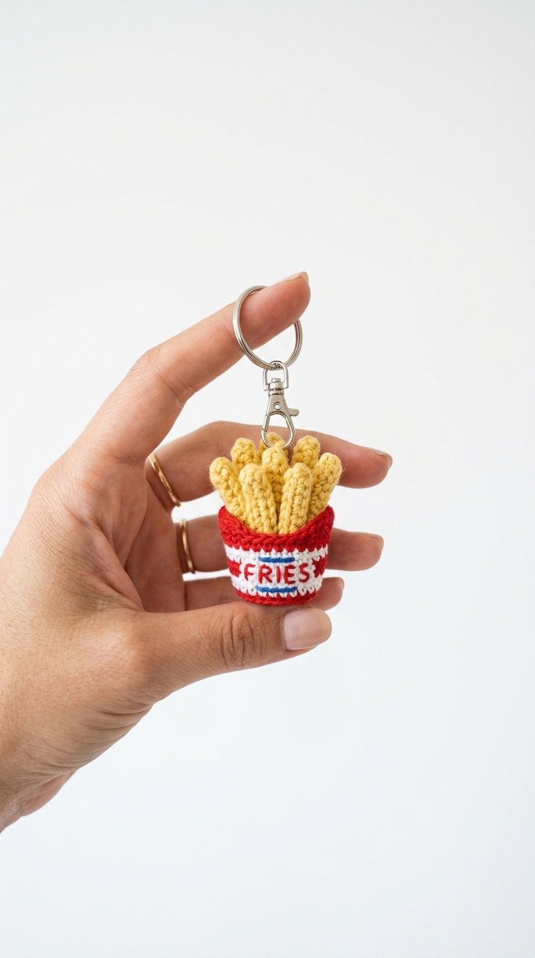 Adorable Free Crochet French Fries Keychain Pattern