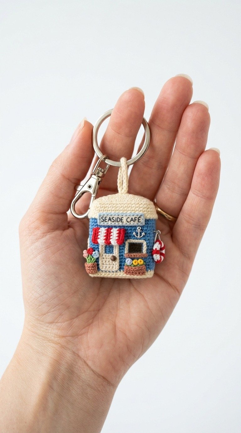 Free Crochet Seaside Cafe Keychain Pattern