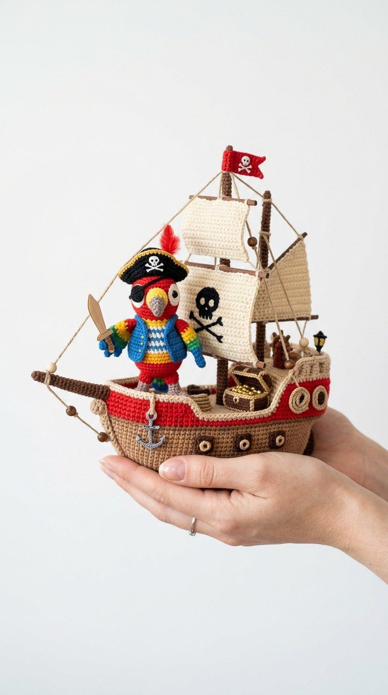 Adorable Amigurumi Pirate Ship and Parrot Crochet Pattern