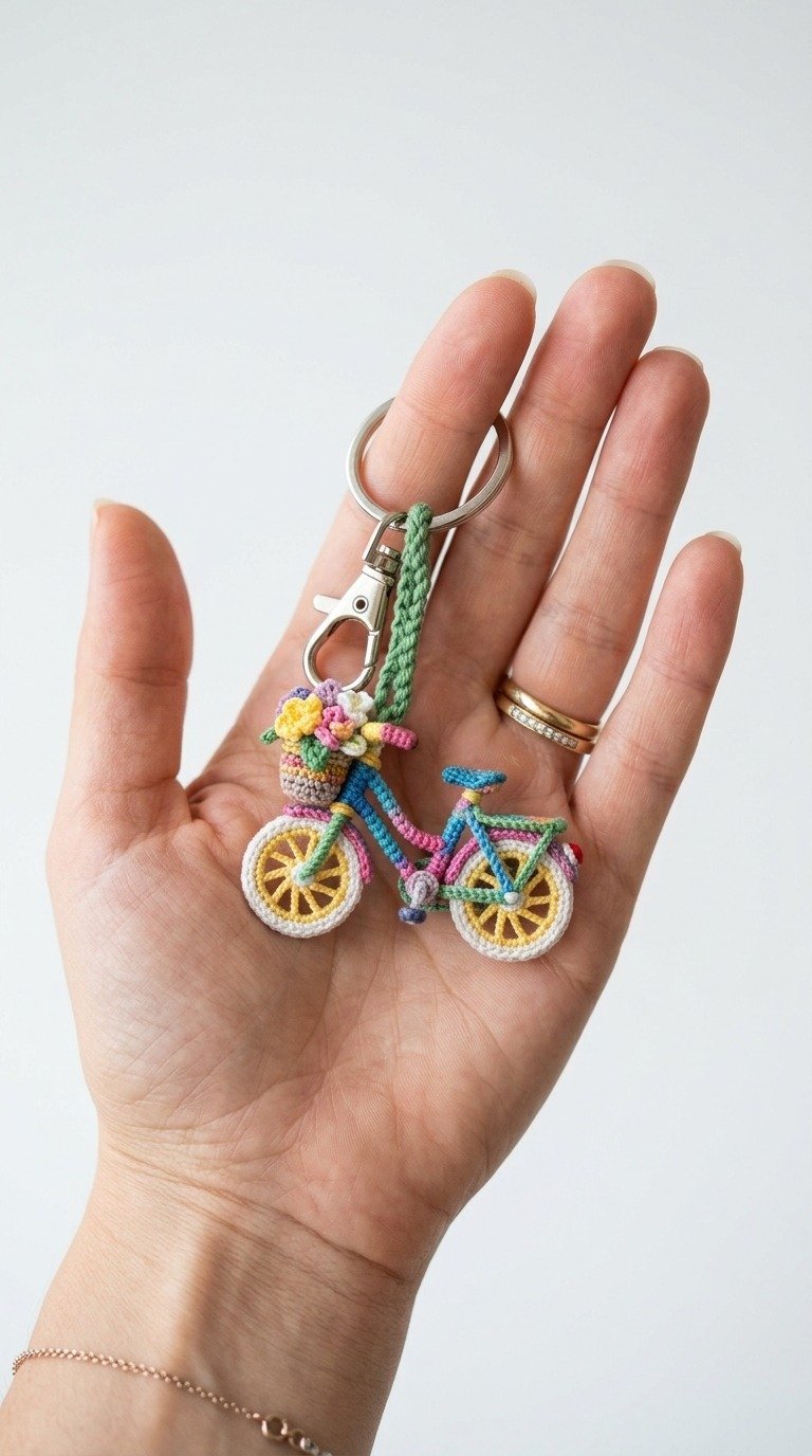 Charming Micro Crochet Bicycle Keychain Free Pattern