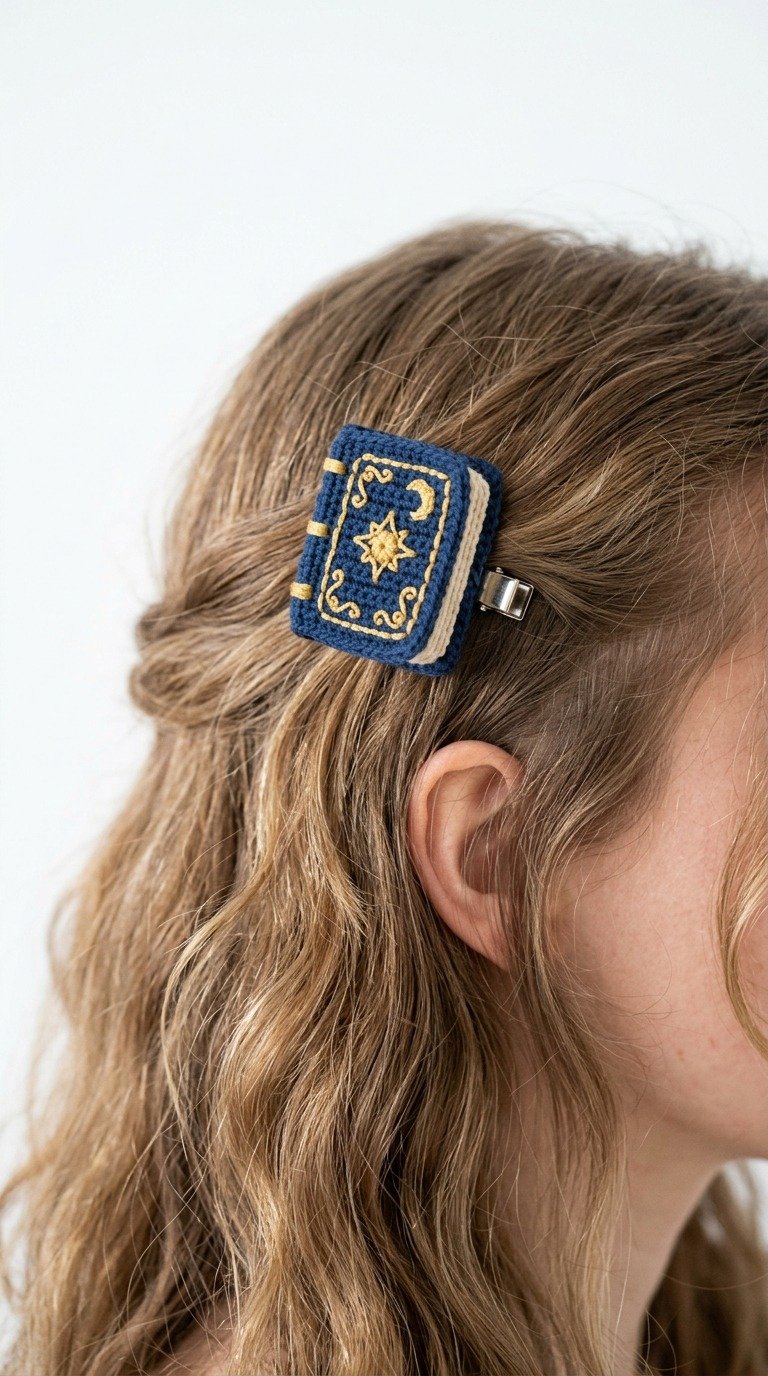 Magical Mini Crochet Book Hair Clip Free Pattern