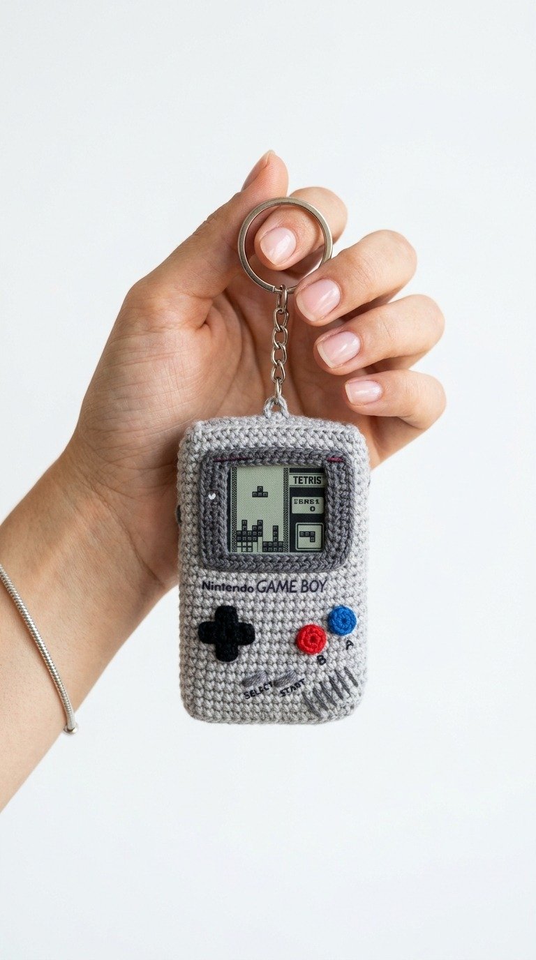 Retro Crochet Game Boy Keychain Free Pattern