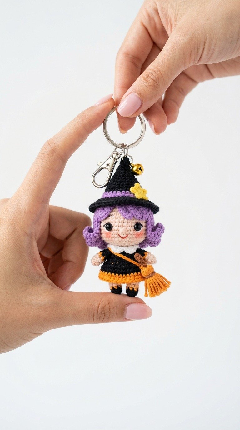 Charming Crochet Witch Keychain Pattern: Free Halloween Amigurumi