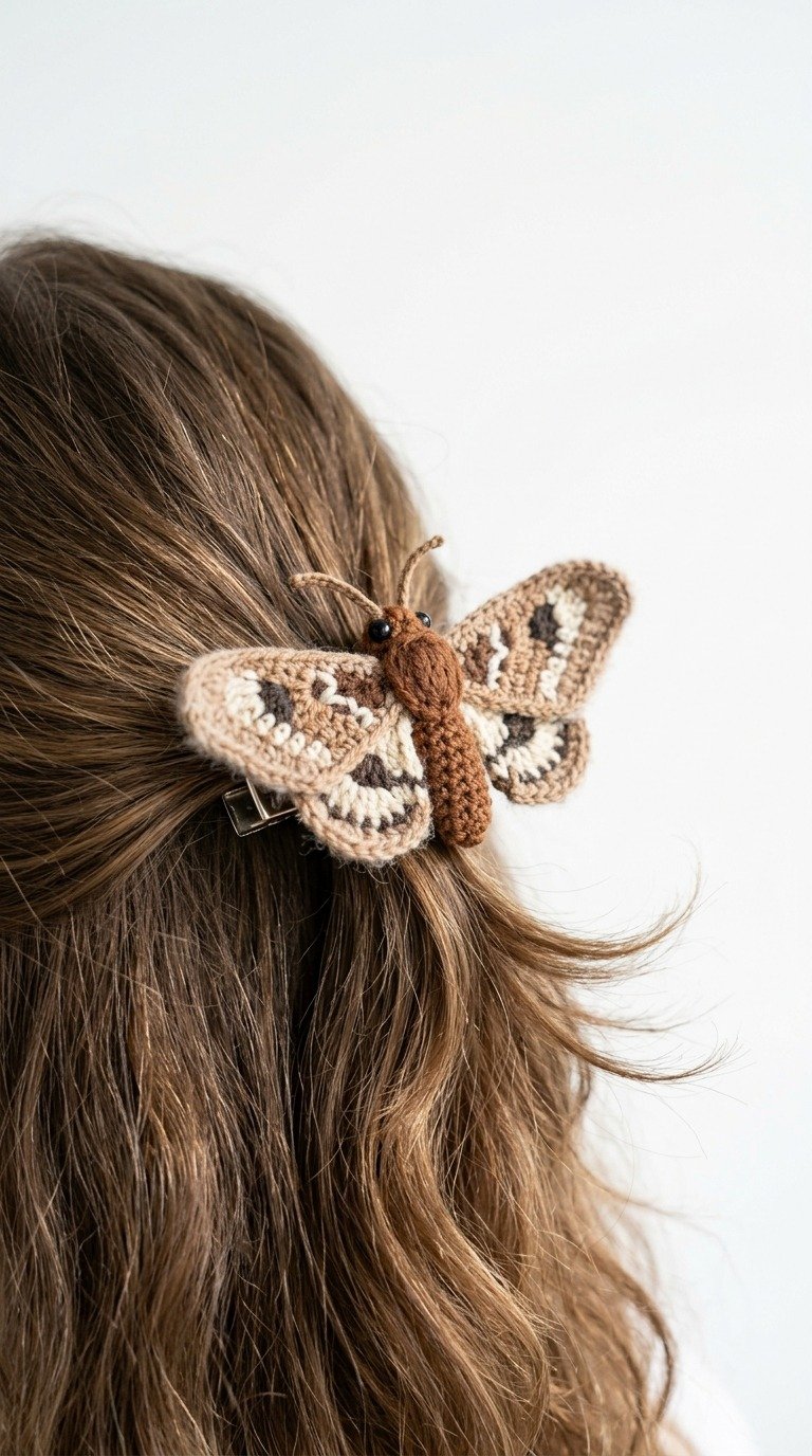 Stunning Crochet Moth Hair Clip Free Pattern