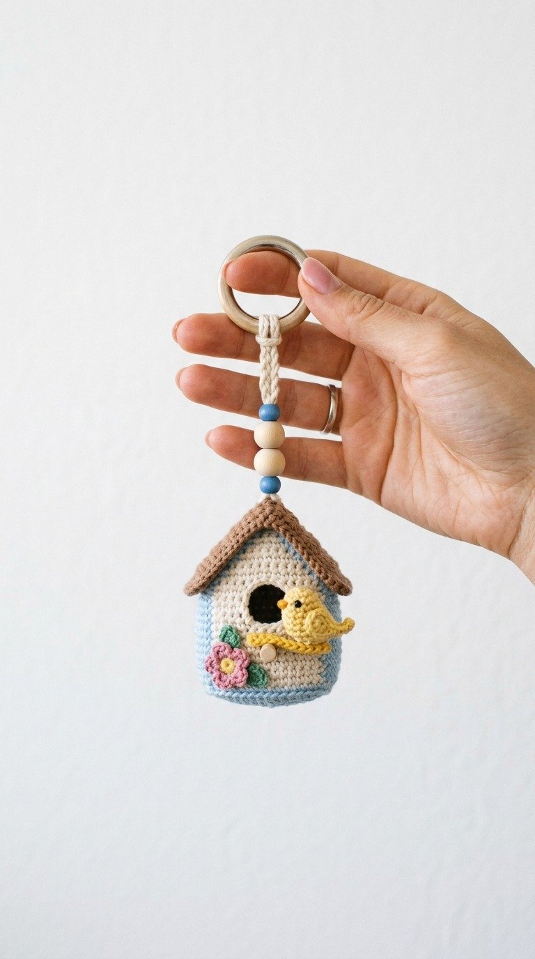 Adorable Crochet Birdhouse Ornament Free Pattern